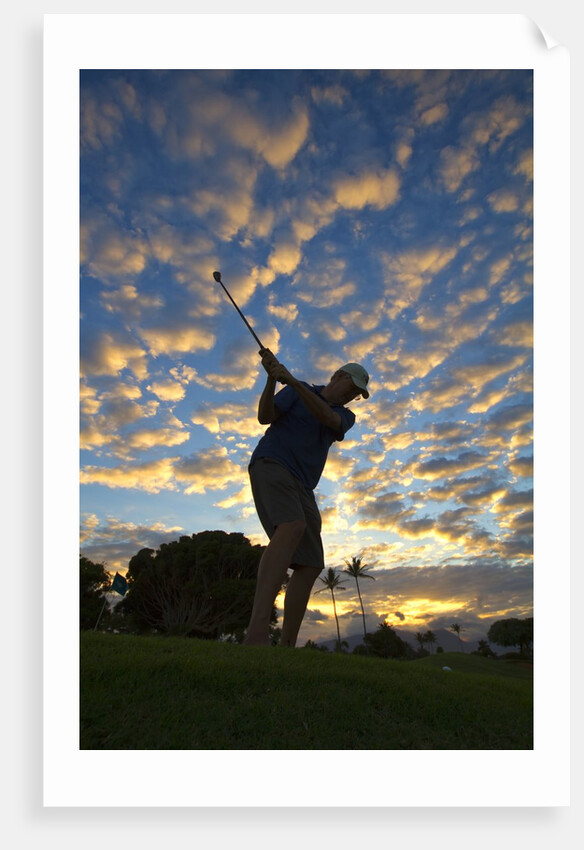 Silhouette of golfer at sunset, Maui, Hawaii by Anonymous