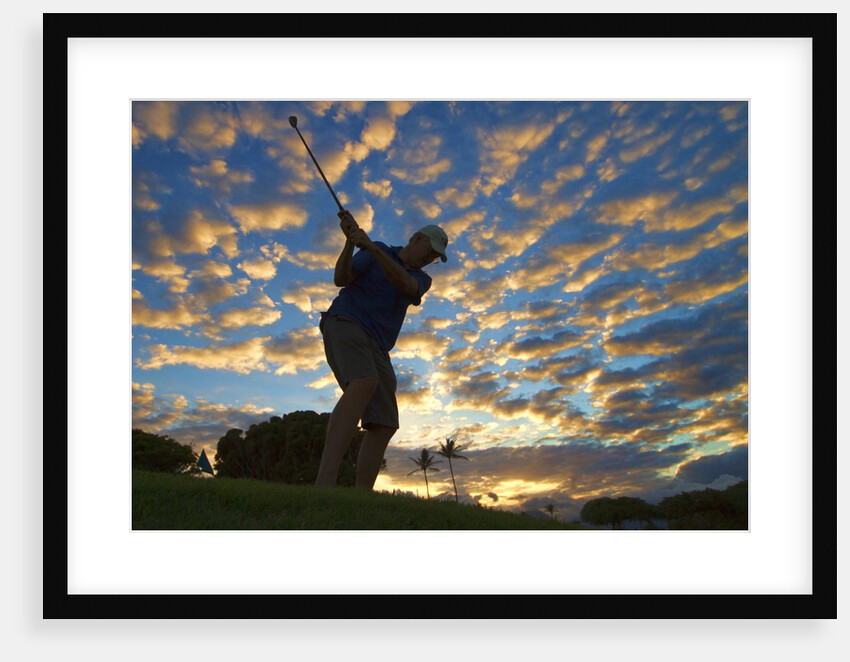 Silhouette of golfer at sunset, Maui, Hawaii by Anonymous