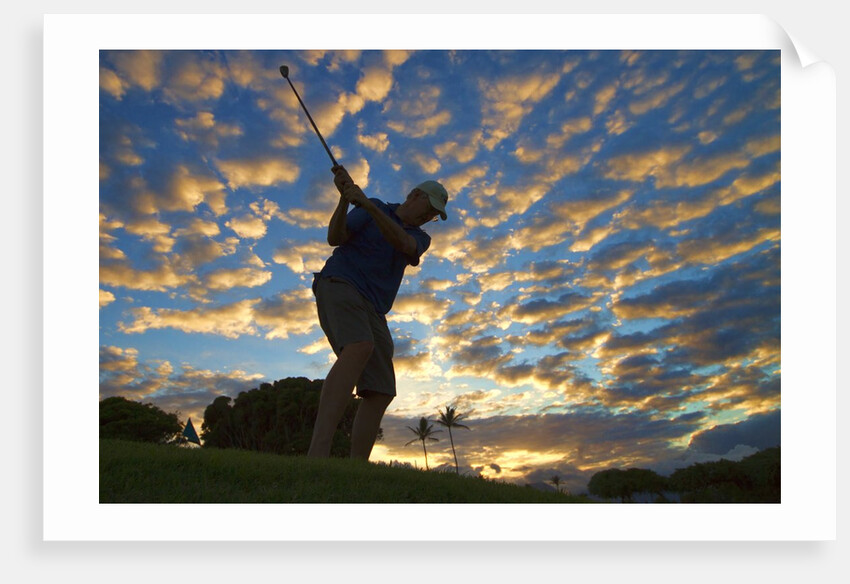 Silhouette of golfer at sunset, Maui, Hawaii by Anonymous