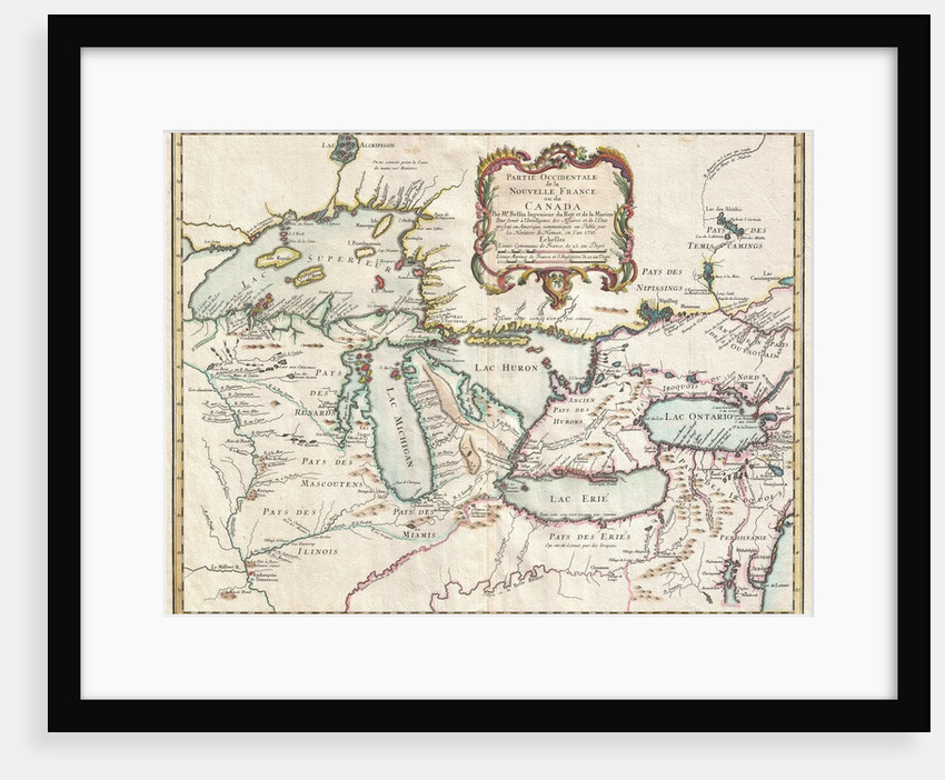 1755 map of the Great Lakes region by Anonymous