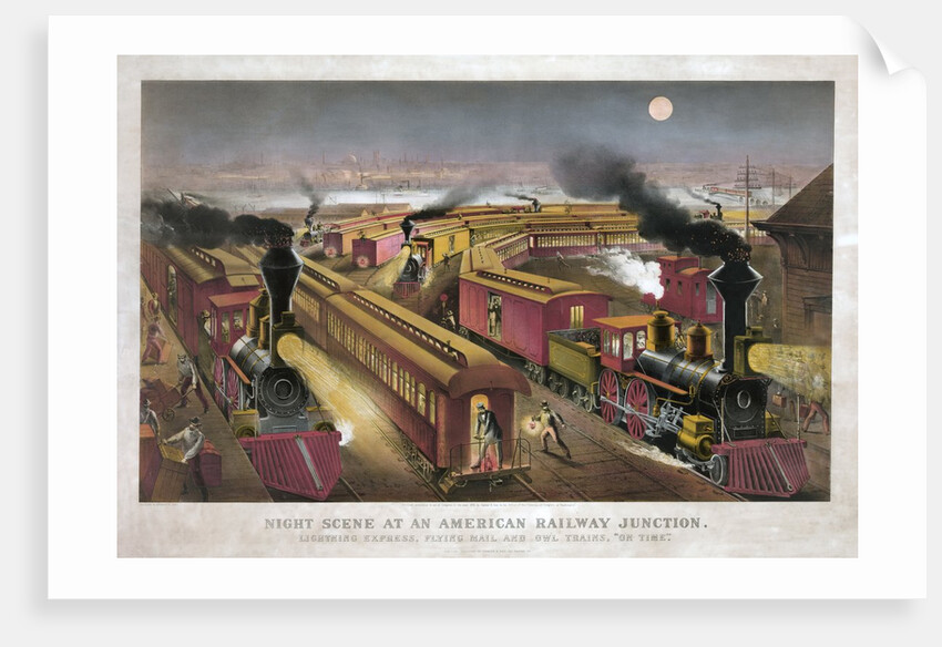 Night Scene at an American Railway Junction by Anonymous