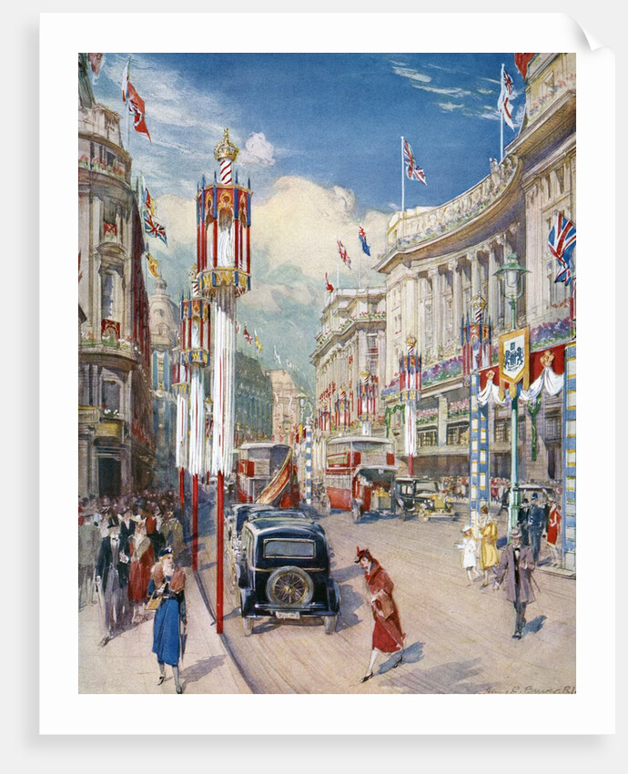 Regent Street in London Decorated for the Coronation of King George VI in 1937 by Anonymous