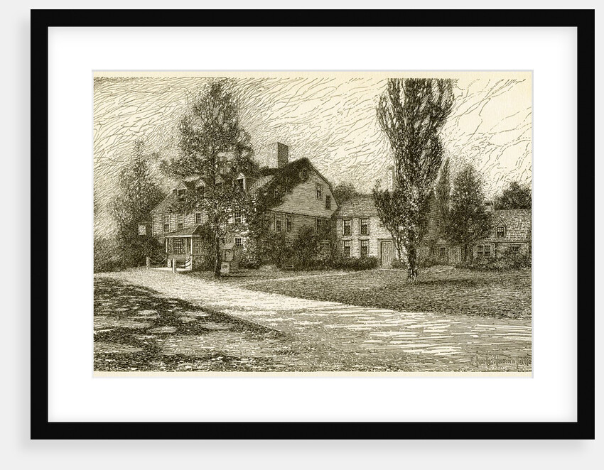 Etching of Longfellow's Wayside Inn in 1845 by Anonymous