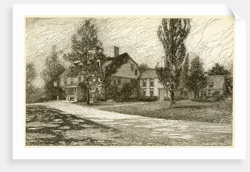 Etching of Longfellow's Wayside Inn in 1845 by Anonymous