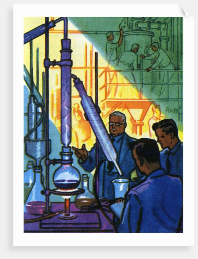Oil Series: Scientists in a Laboratory Experimenting with Oil by Anonymous