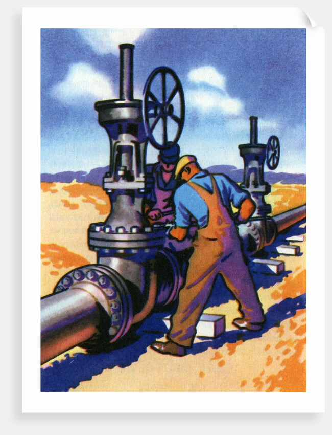 Oil Series: Oil Workers at an Oil Pipeline by Anonymous