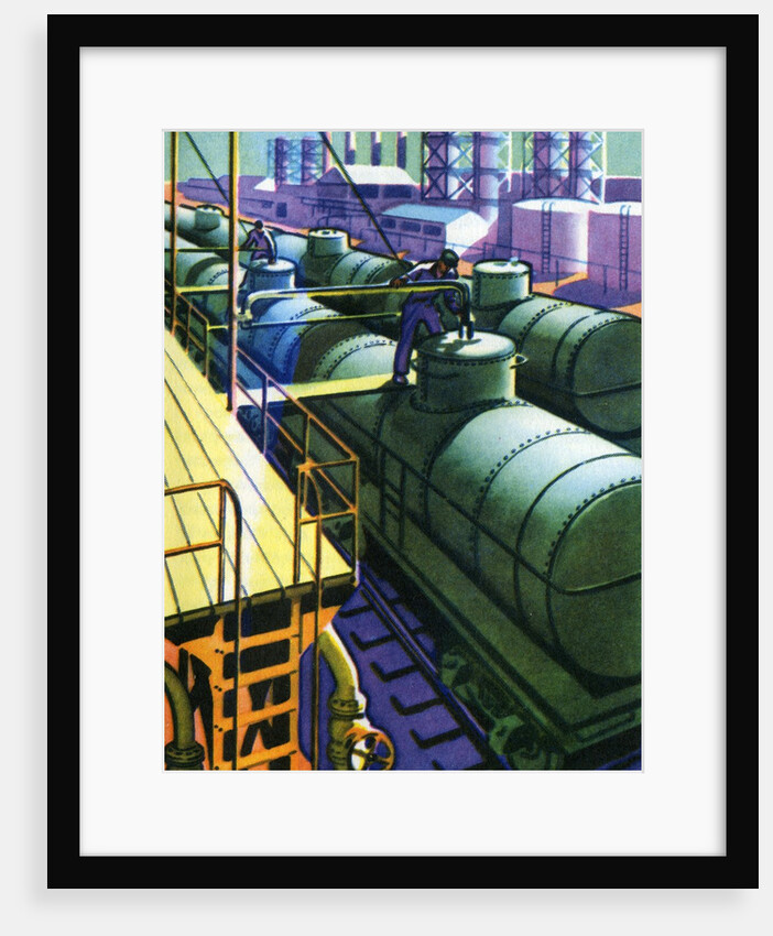 Oil Series: Oil Being Loaded into Tank Cars at a Rail Yard by Anonymous
