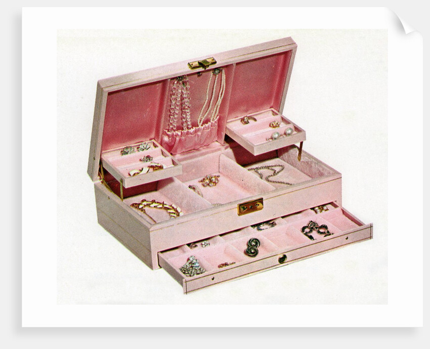 Vintage illustration of a woman's pink jewelry by Anonymous