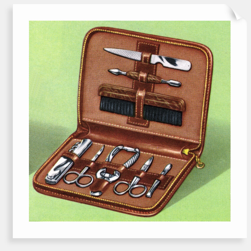 Vintage illustration of men's manicure set by Anonymous
