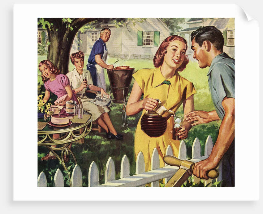 Neighbors Having a Backyard Barbeque. by Anonymous