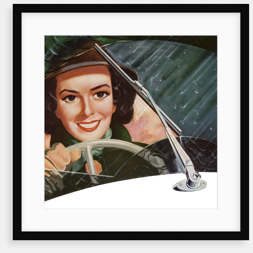 Wipers Clearing Rain from the Windshield of a Woman Driver. by Anonymous
