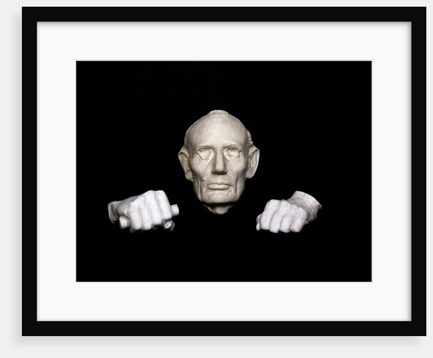 Bronze cast of the 1860 life mask and hands of Abraham Lincoln by Anonymous