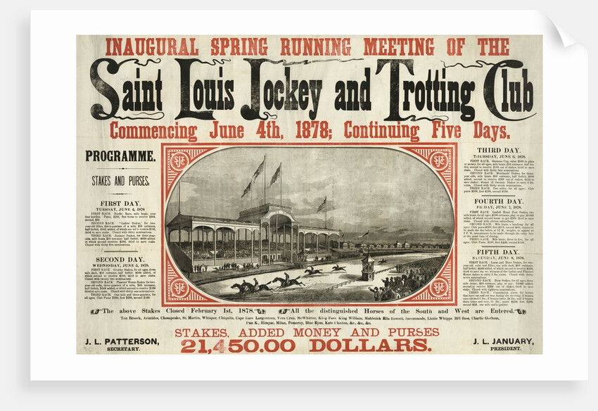 Saint Louis Jockey and Trotting Club race announcement by Anonymous