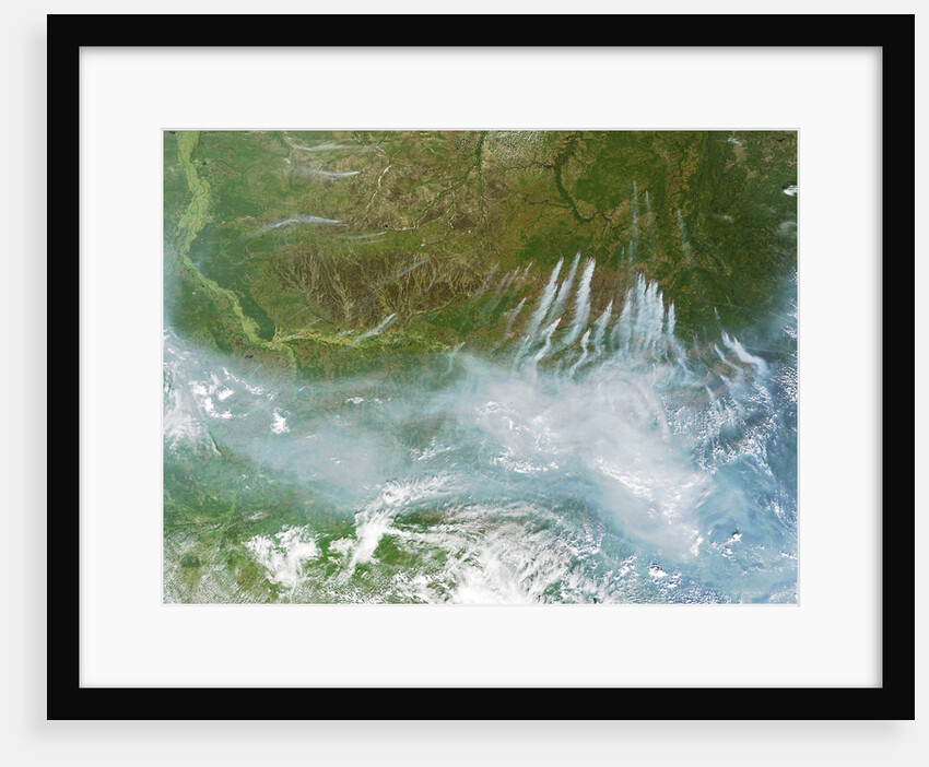 Satellite view of fires burning in Siberia by Anonymous