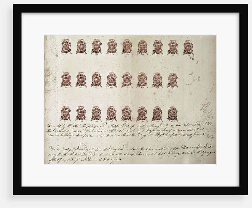 British penny revenue stamps for American colonies by Anonymous