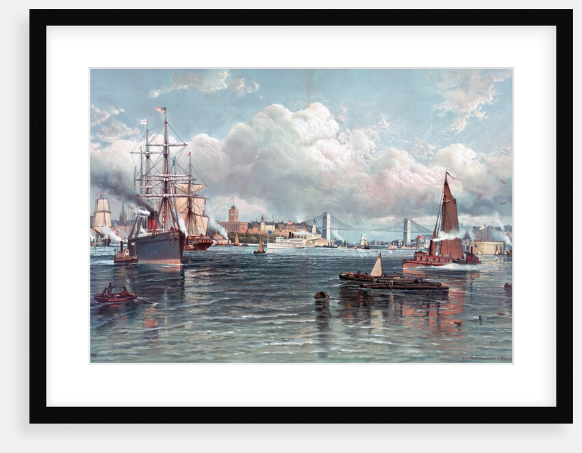 New York Harbor and the Brooklyn Bridge by Andrew W. Melrose