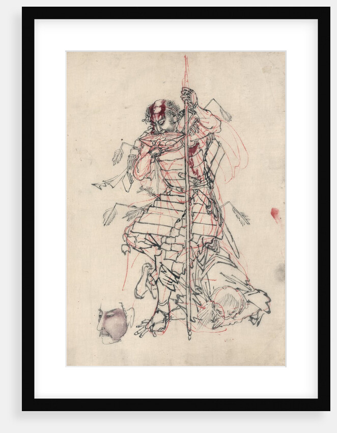 A samurai drinking sake by Anonymous