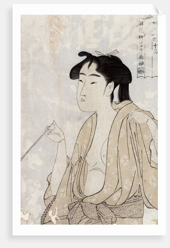 Woman Smoking a Pipe by Kitagawa Utamaro