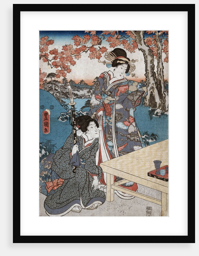 Court ladies gathering maple leaves by Utagawa Toyokuni