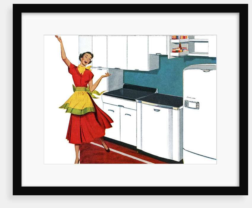Happy Housewife Dancing in the Kitchen of a 1940s Home. by Anonymous