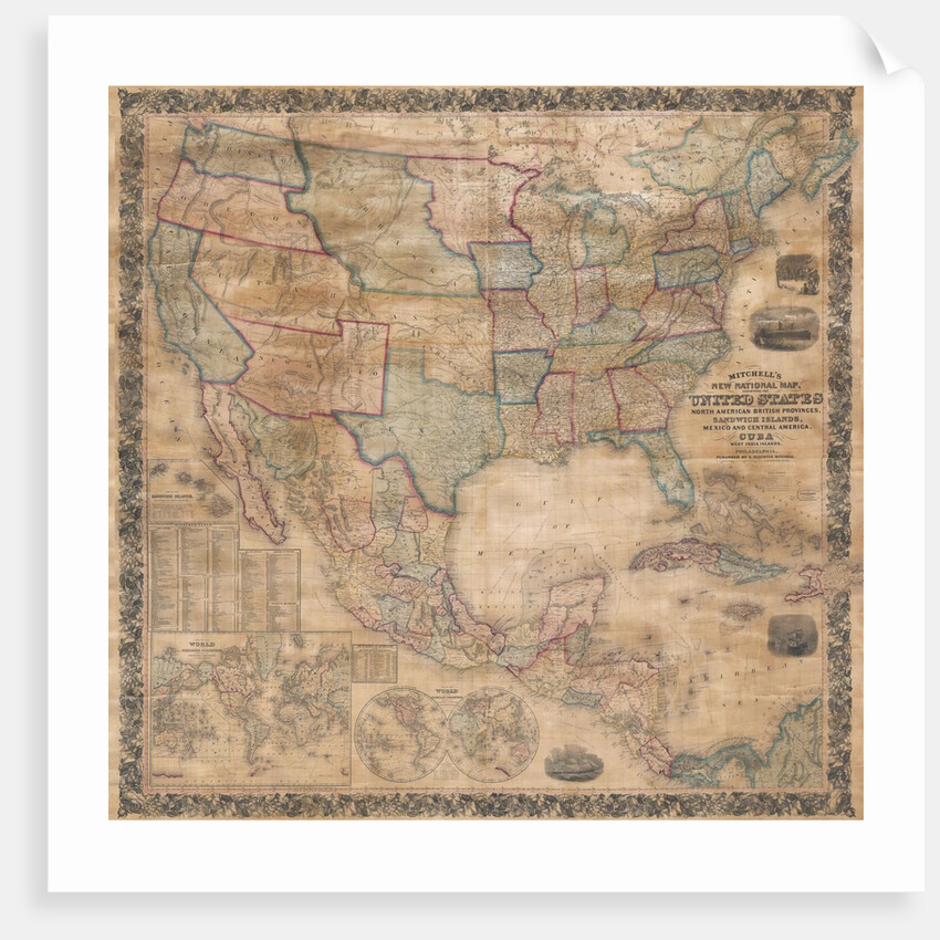 1856 wall map of the United States by Anonymous