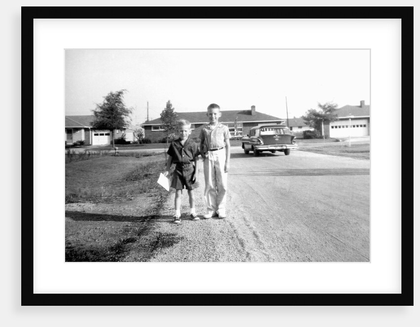 First day of school for two brothers, ca. 1964. by Anonymous