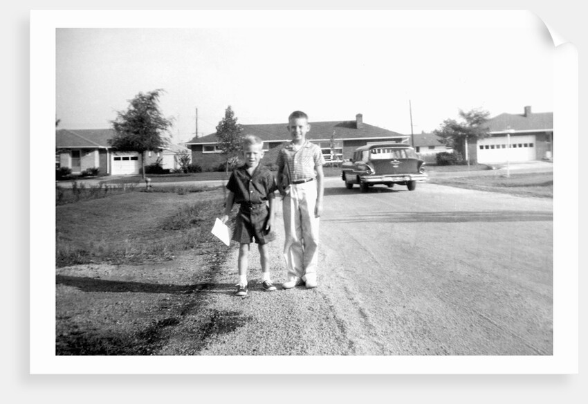 First day of school for two brothers, ca. 1964. by Anonymous