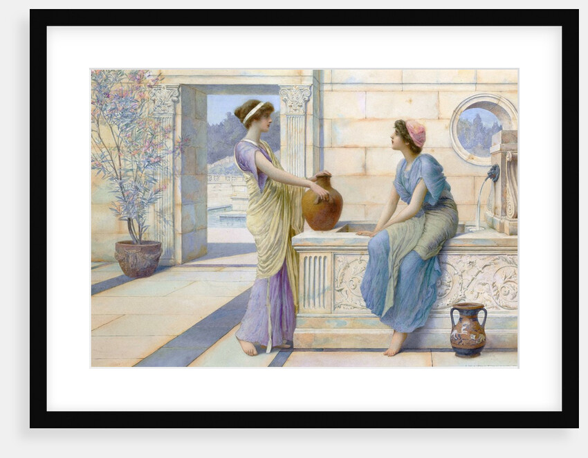 Two Women of Ancient Greece Filling their Water Jugs at a Fountain (Women of Corinth) by Henry Ryland