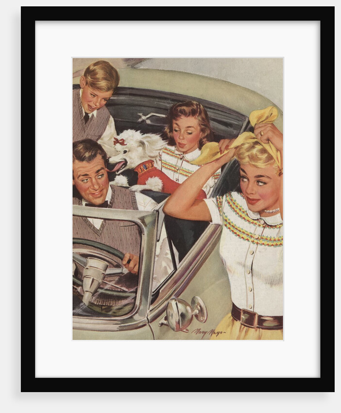 1950s family with convertible by Anonymous