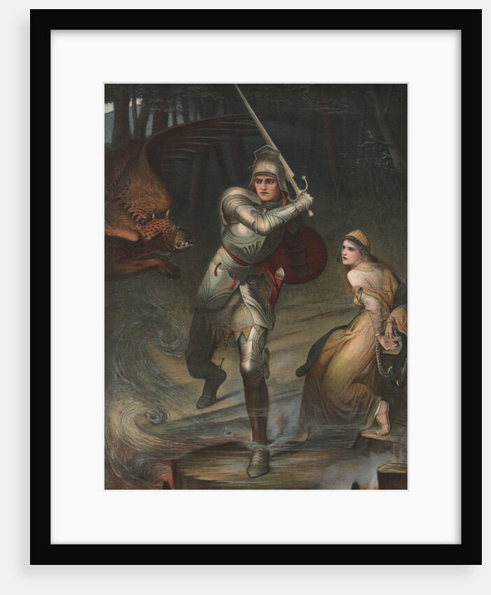 Knight rescuing princess from dragon by Anonymous
