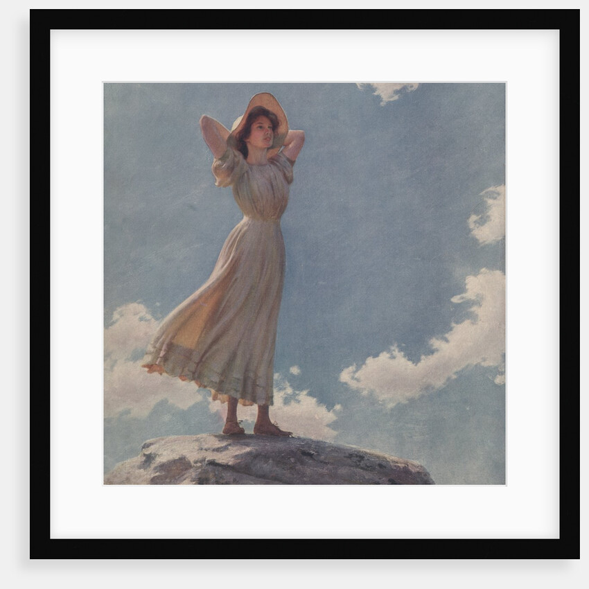 Young woman standing on rock by Anonymous