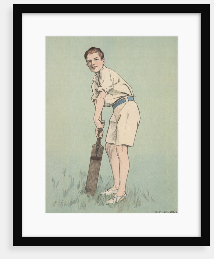 Boy with cricket bat by Anonymous