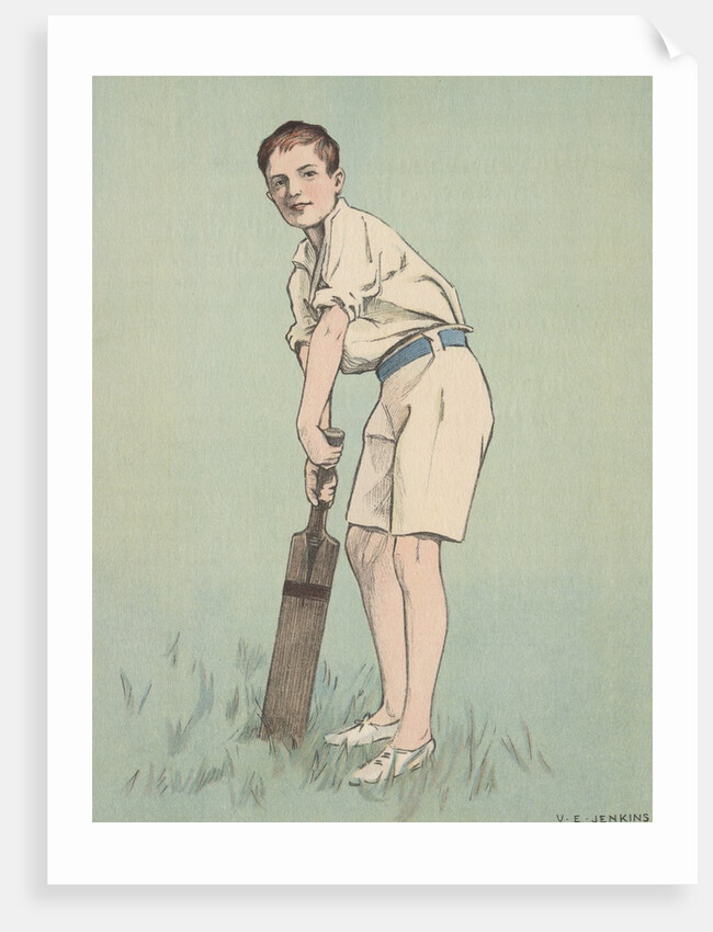 Boy with cricket bat by Anonymous