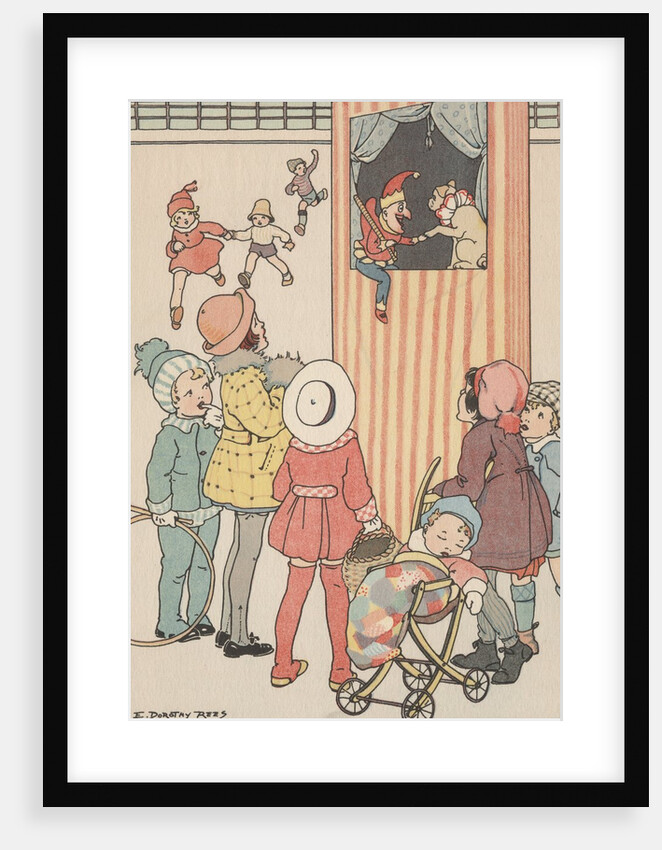 Group of children watching puppet show by Anonymous