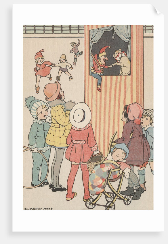 Group of children watching puppet show by Anonymous