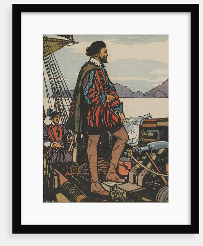 Sir Francis Drake standing on ship by Anonymous