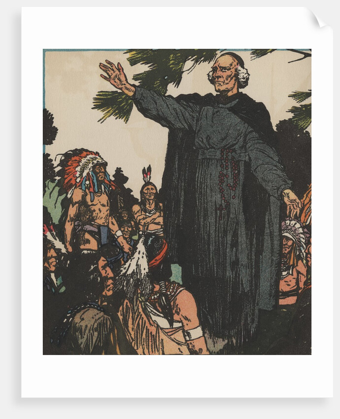 Jacques Marquette with Native Americans by Anonymous