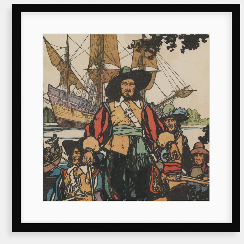 Robert de LaSalle with ships near Mississippi River by Anonymous