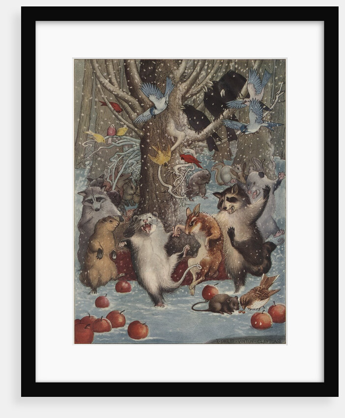 Woodland animals dancing in snow by Anonymous