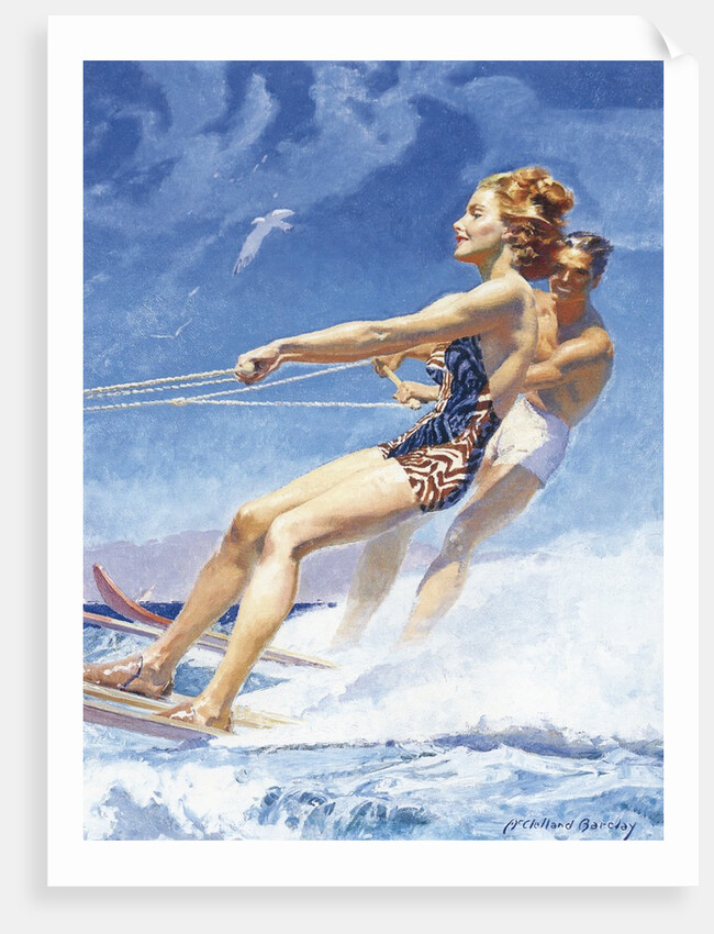 Man and woman watersking by Anonymous