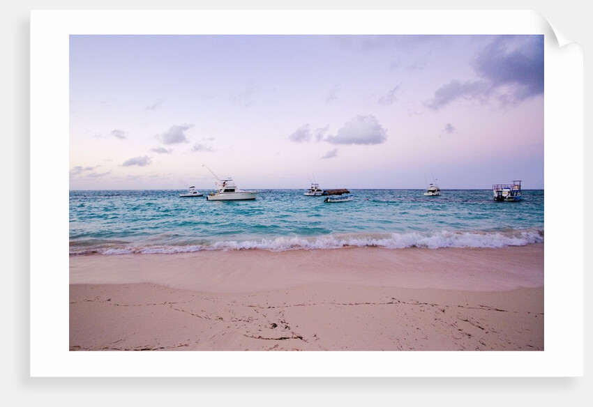 Beach and fishing boats on sea, Playa El Cortecito, Bavaro, Dominican Republic by Anonymous