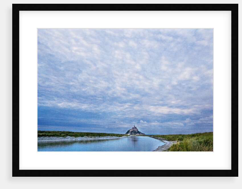 View near fortified town during low tide, Mont Saint Michel, Lower Normandy, France by Anonymous