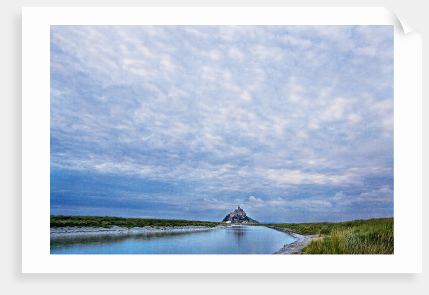 View near fortified town during low tide, Mont Saint Michel, Lower Normandy, France by Anonymous