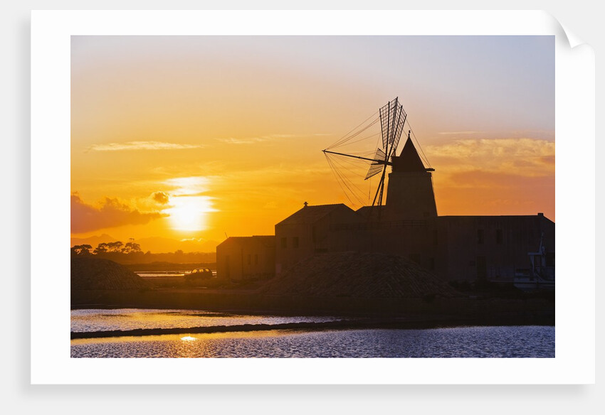Windmill and saltworks at sunset, Marsala, Sicily, Italy by Anonymous