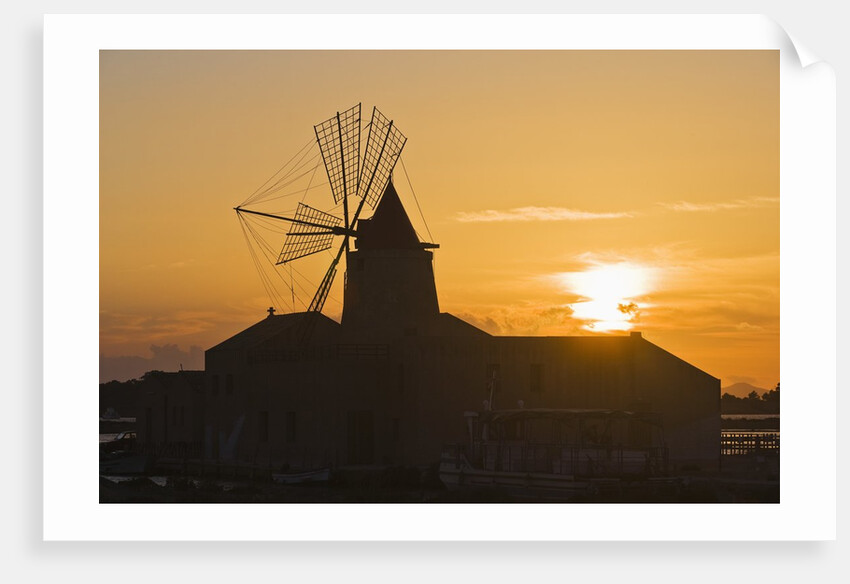Windmill and saltworks at sunset, Marsala, Sicily, Italy by Anonymous