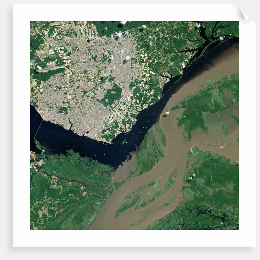 Confluence of the Rio Negro and Rio SolimÃµes Rivers, forming the lower Amazon River in Brazil by Anonymous