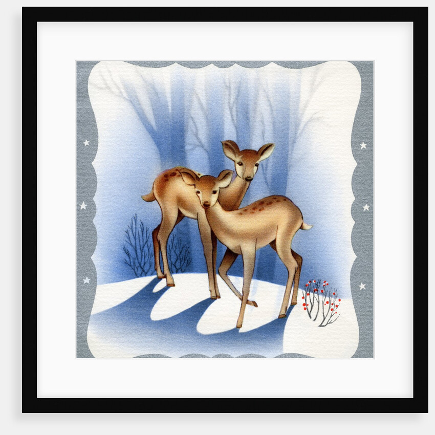 Vintage Illustration of Deer in the Woods by Anonymous
