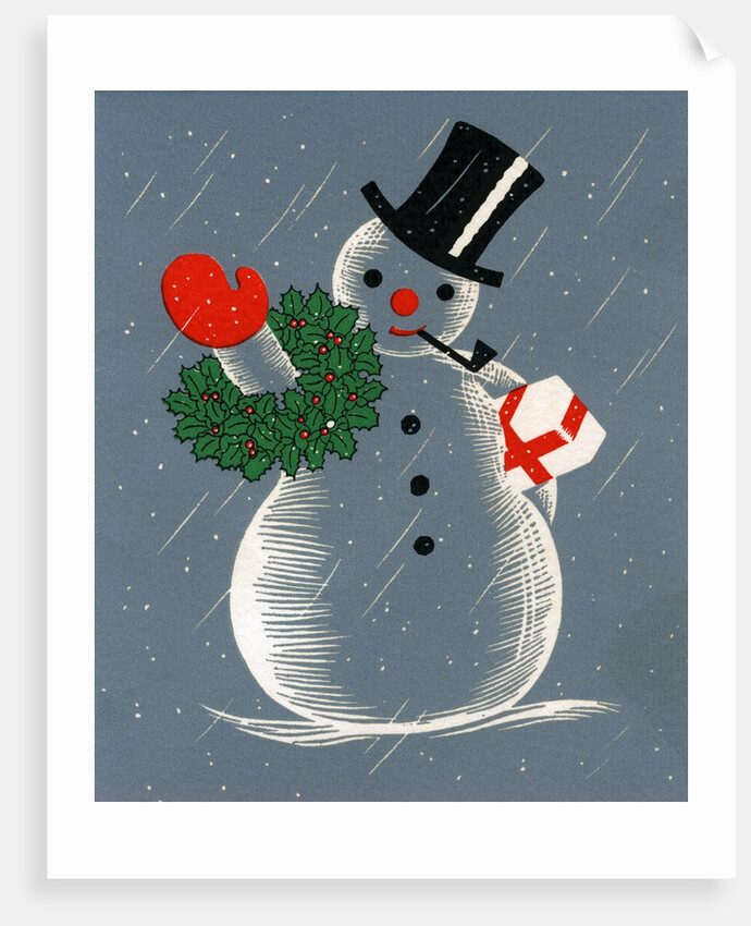 Vintage Illustration of Christmas Snowman by Anonymous