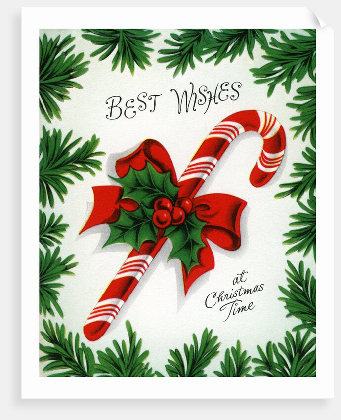 Vintage Illustration of Christmas Candy Cane by Anonymous