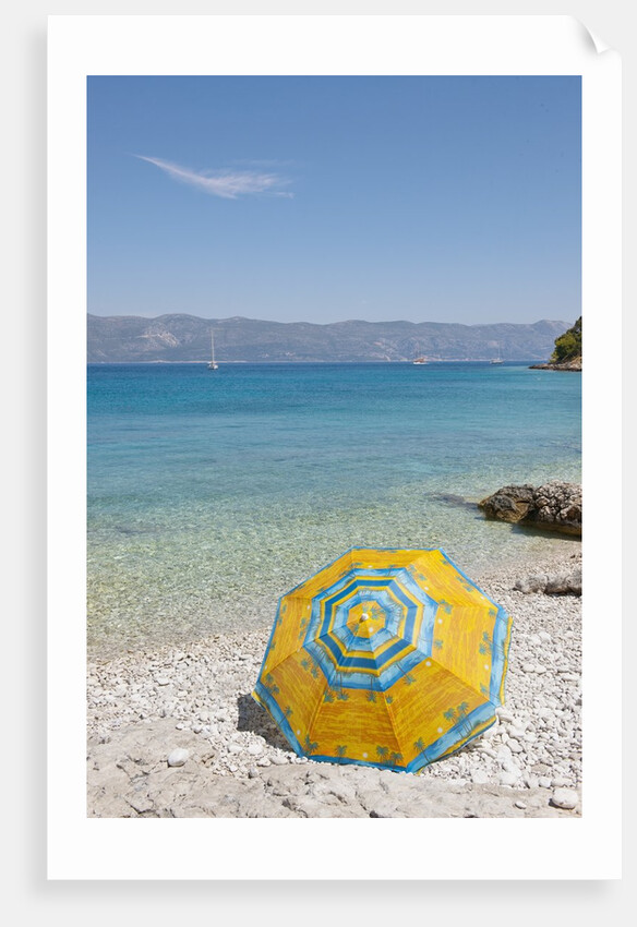 Colorful sunshade at beach, Lumbarda, Korcula island, Croatia by Anonymous